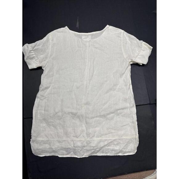 Andrea Jovine Quiet Luxury Minimalist Basic Organic 100% Linen White Blouse Top - Picture 15 of 15